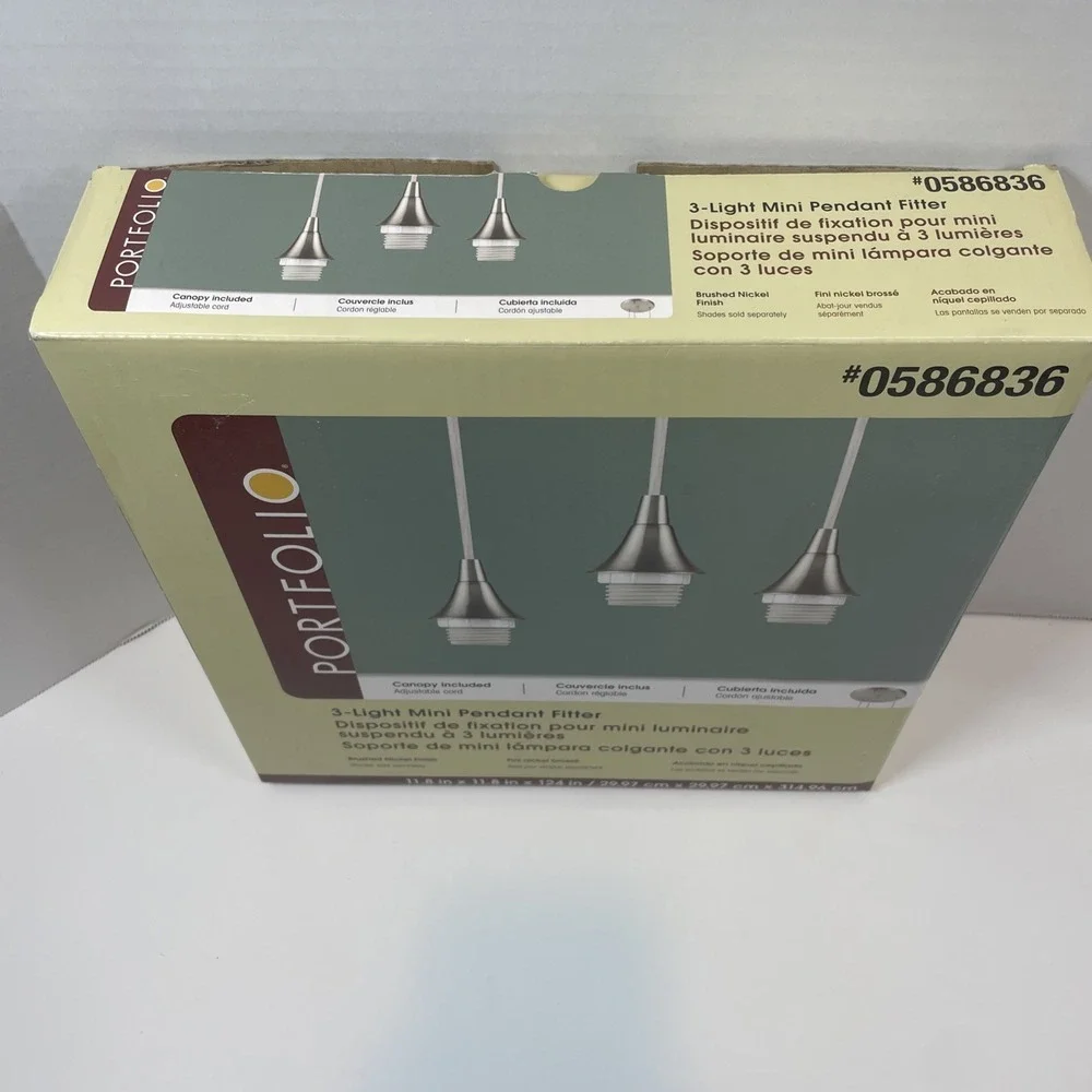 Portfolio Pendant‎ Fitter Unisex Brushed Nickel 0586836 3-Light Mini Adjustable